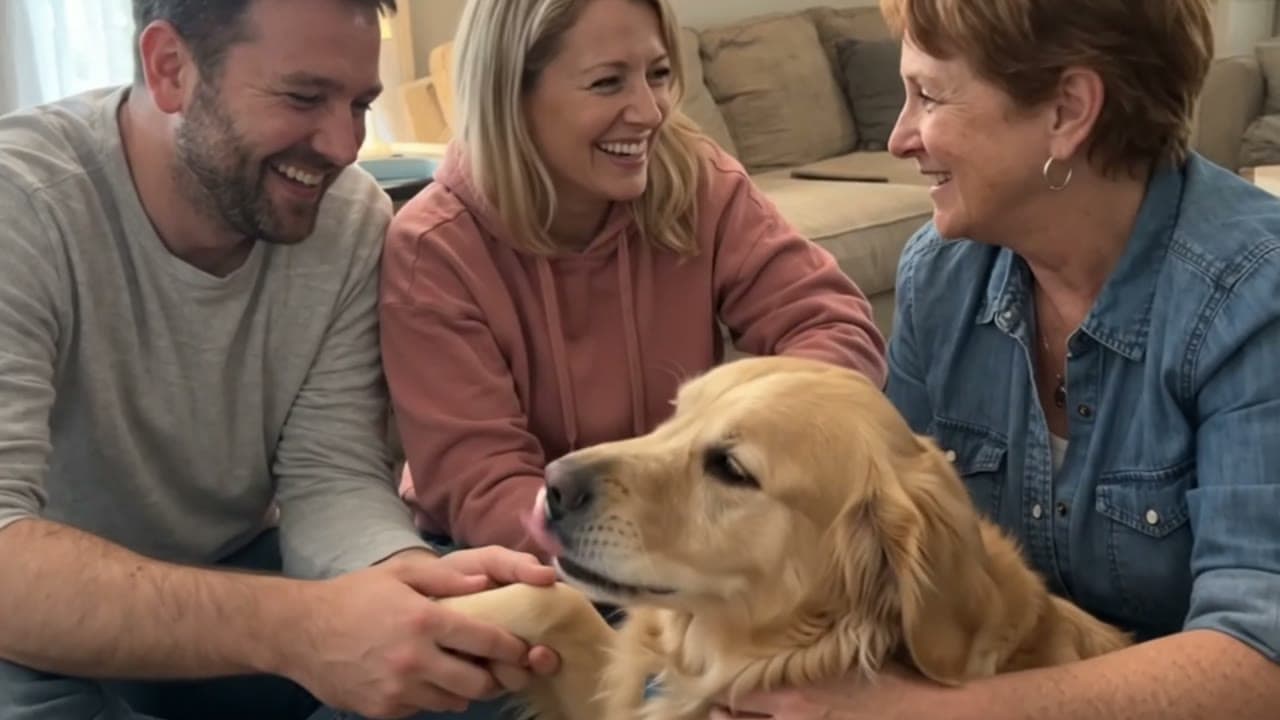Pet parent listening to a custom memorial song.